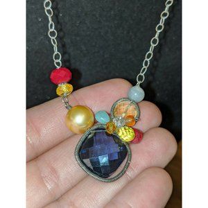 Anna Belkan Sterling Gemstone Bead Chain Necklace